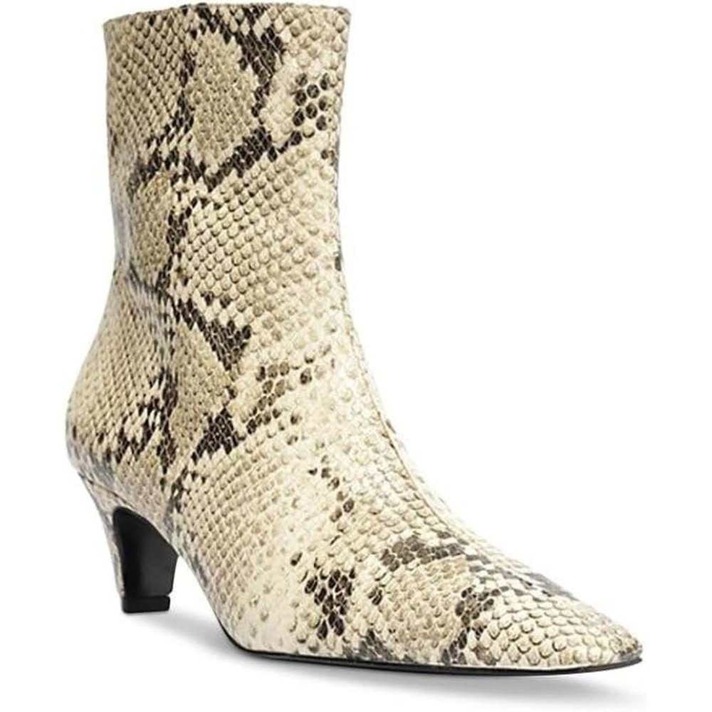 Schutz Womens Snake Embossed Leather Kitten Heel Ankle Boots Neutral Beige 6.5B